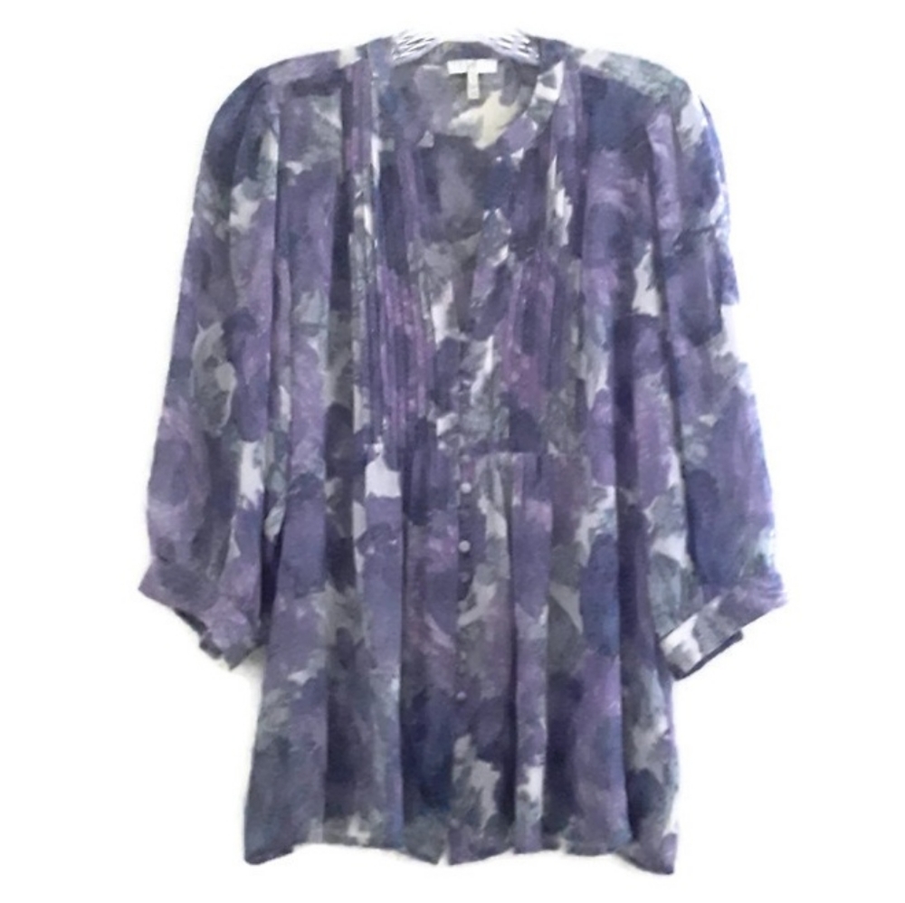 Joie Silk Sheer Watercolor Flowered Blouse Small
